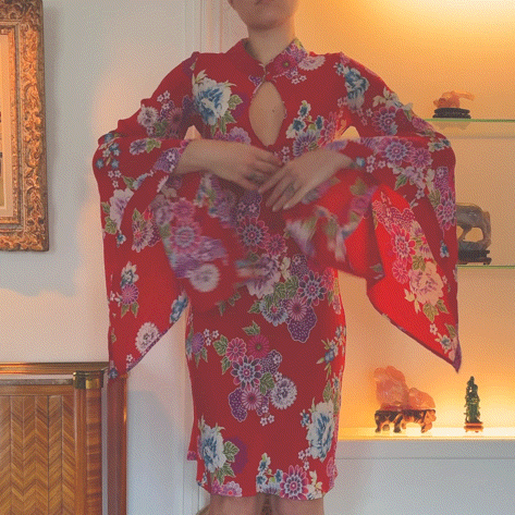 Italian Luxury Designer 90s Silk Cheongsam Dress