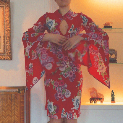 Italian Luxury Designer 90s Silk Cheongsam Dress