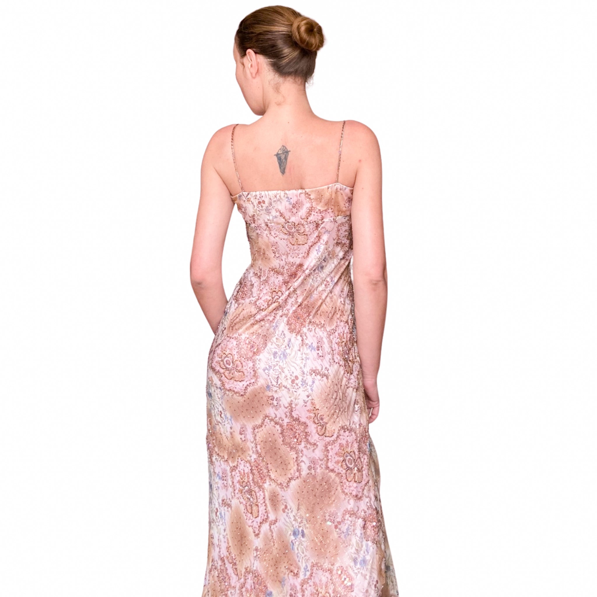 Italian Luxury Designer 2000s embellished silk dress + shawl