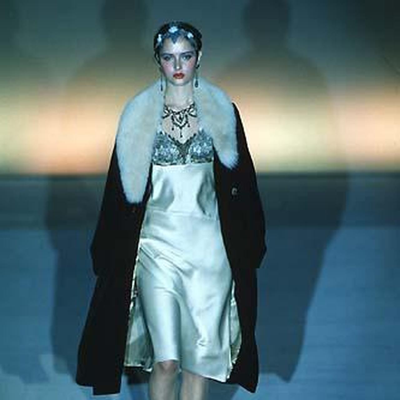 Blumarine F/W 1998 Runway Black Satin dress