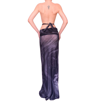 Roberto Cavalli 2000 Smoke & Roses Gown