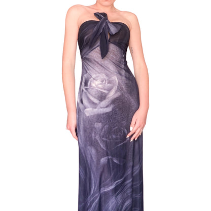 Roberto Cavalli 2000 Smoke & Roses Gown