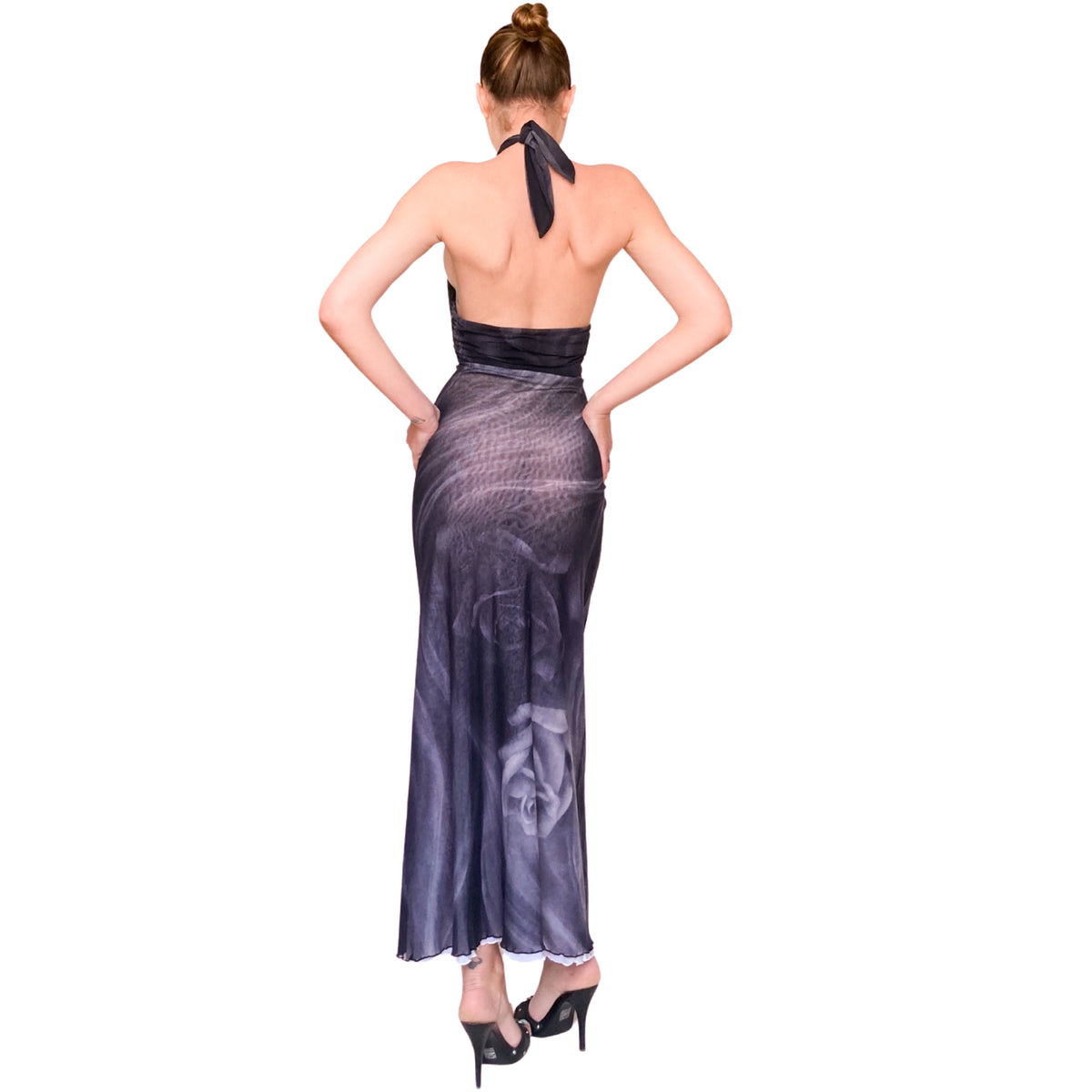 Roberto Cavalli 2000 Smoke & Roses Gown