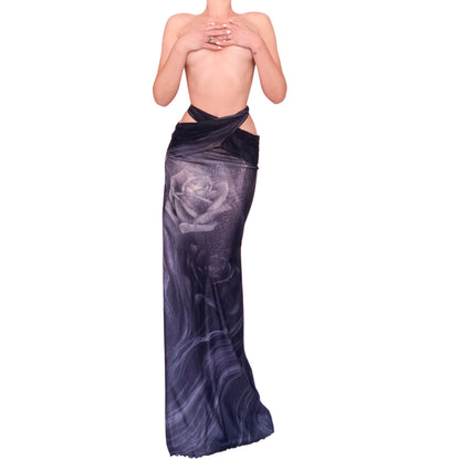 Roberto Cavalli 2000 Smoke & Roses Gown