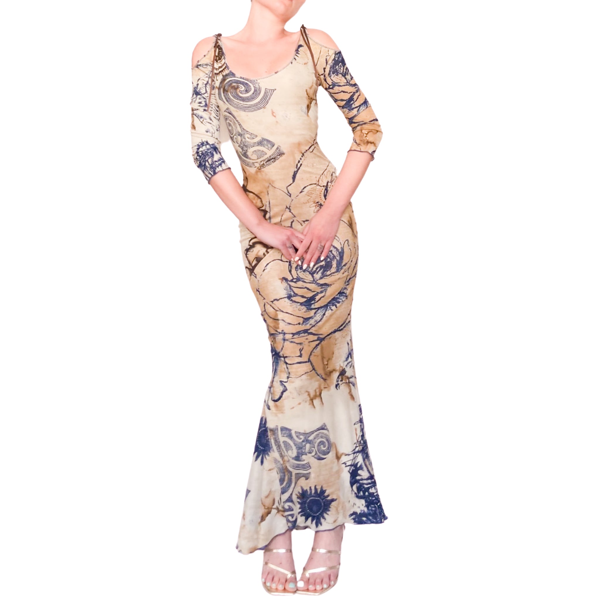 Roberto Cavalli Class S/S 2003 tattoo maxi dress – InLouve