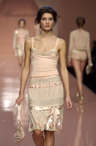 Blumarine S/S 2004 embellished silk skirt