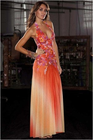 Ema Savahl Couture 2000 3D Floral Garden Maxi Gown