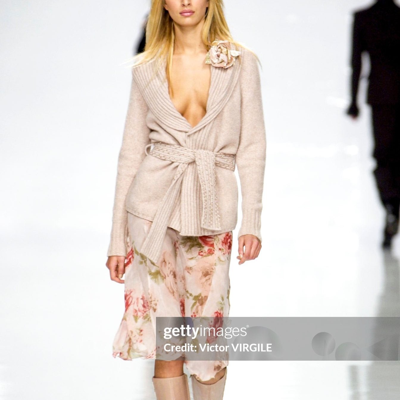 Blumarine F/W 2002 runway silk floral skirt