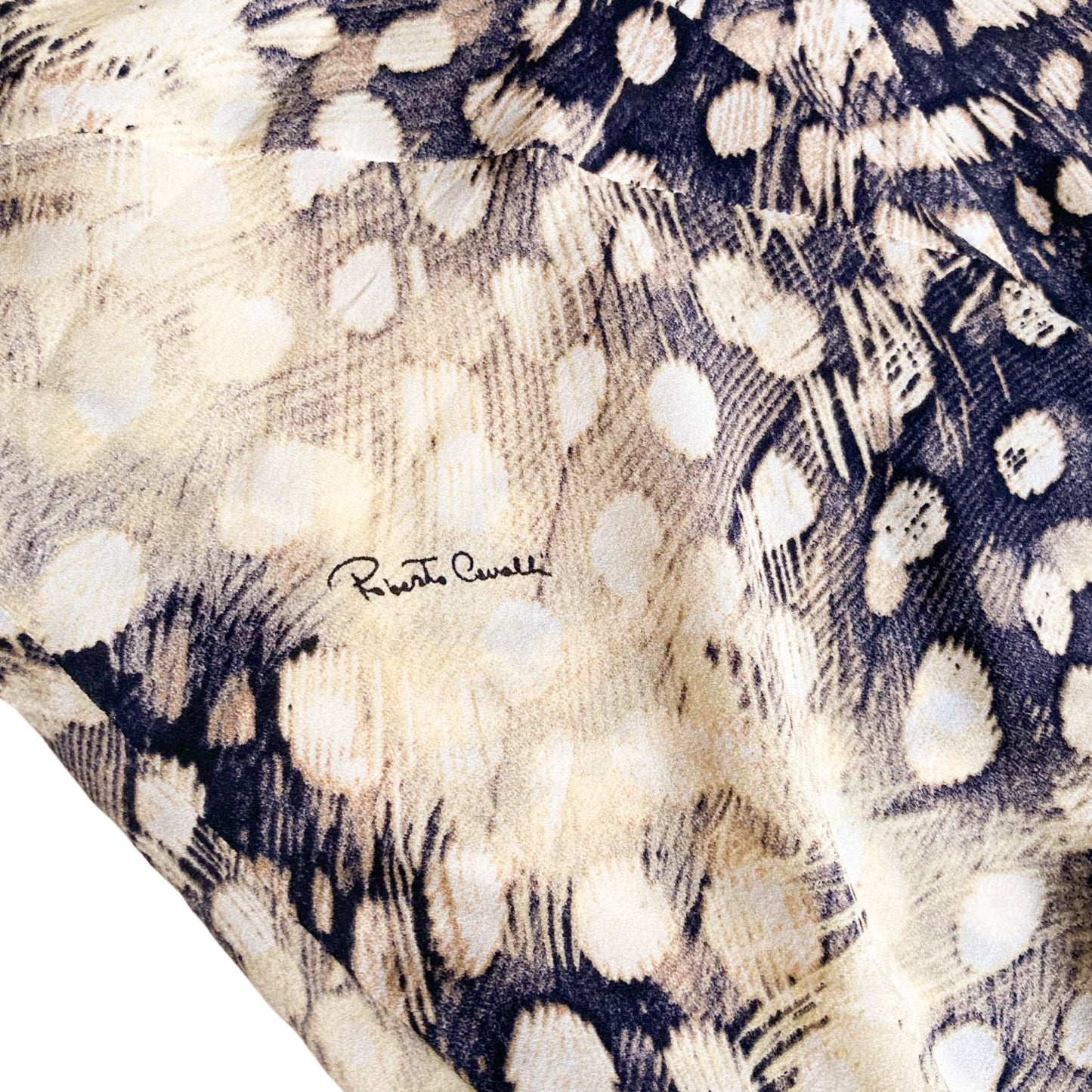 Roberto Cavalli S/S 2004 silk feather print dress