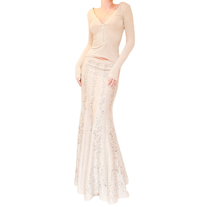 Azzedine Alaïa F/W 2000 maxi wool chenille skirt