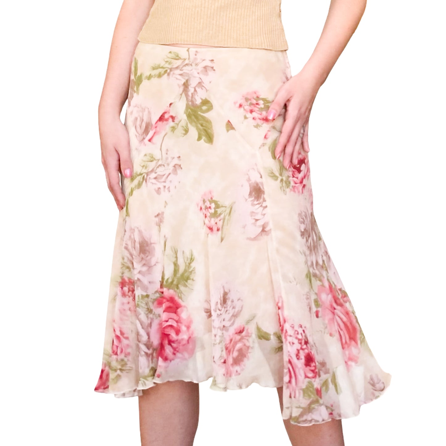 Blumarine F/W 2002 runway silk floral skirt