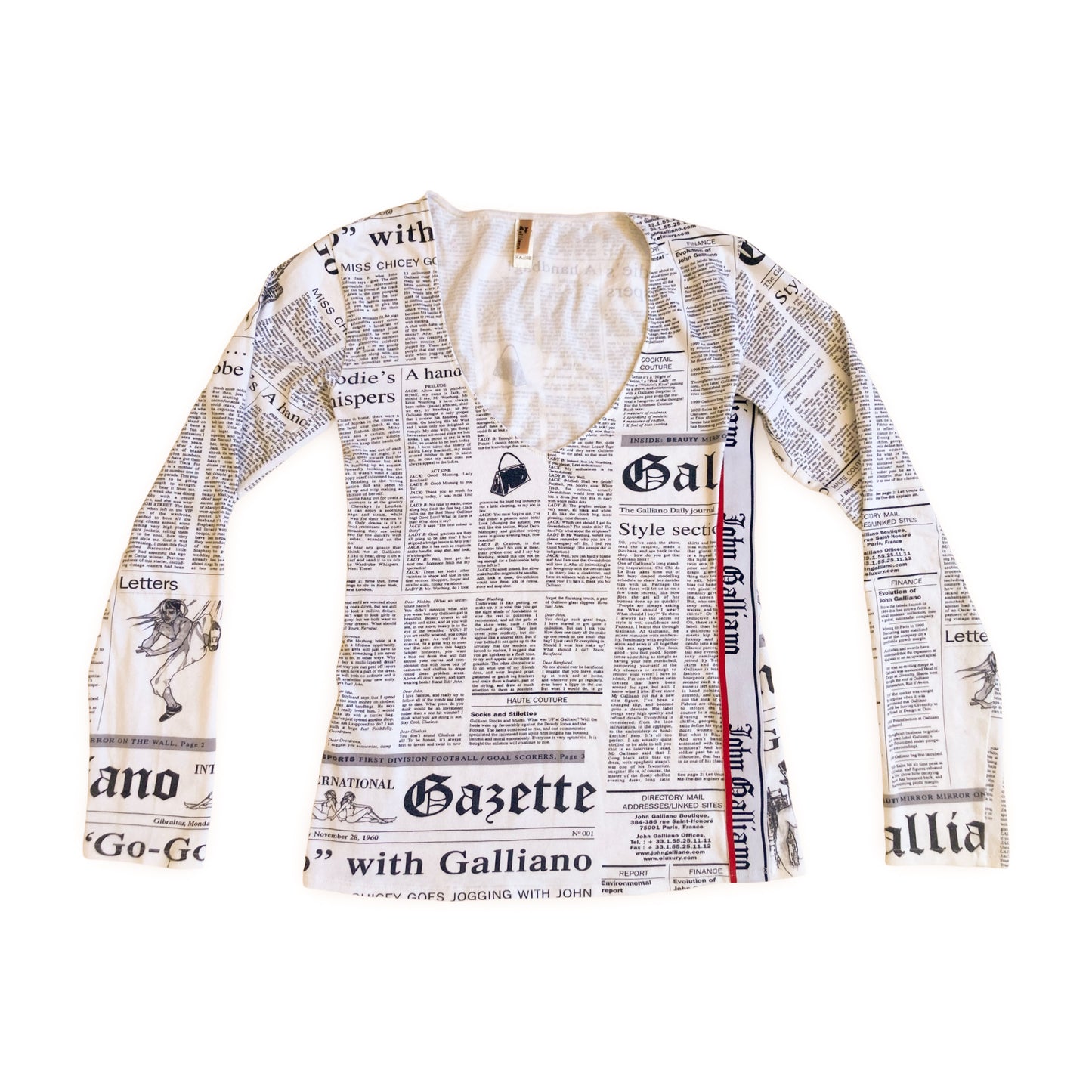Galliano 2000's Gazette Print Top