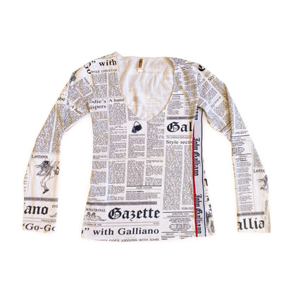 Galliano 2000's Gazette Print Top