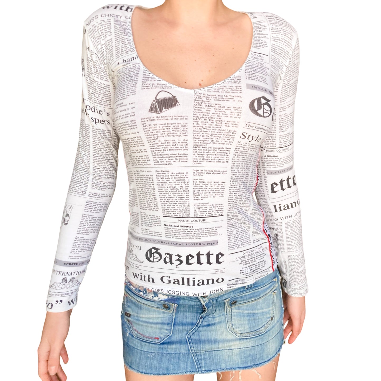 Galliano 2000's Gazette Print Top