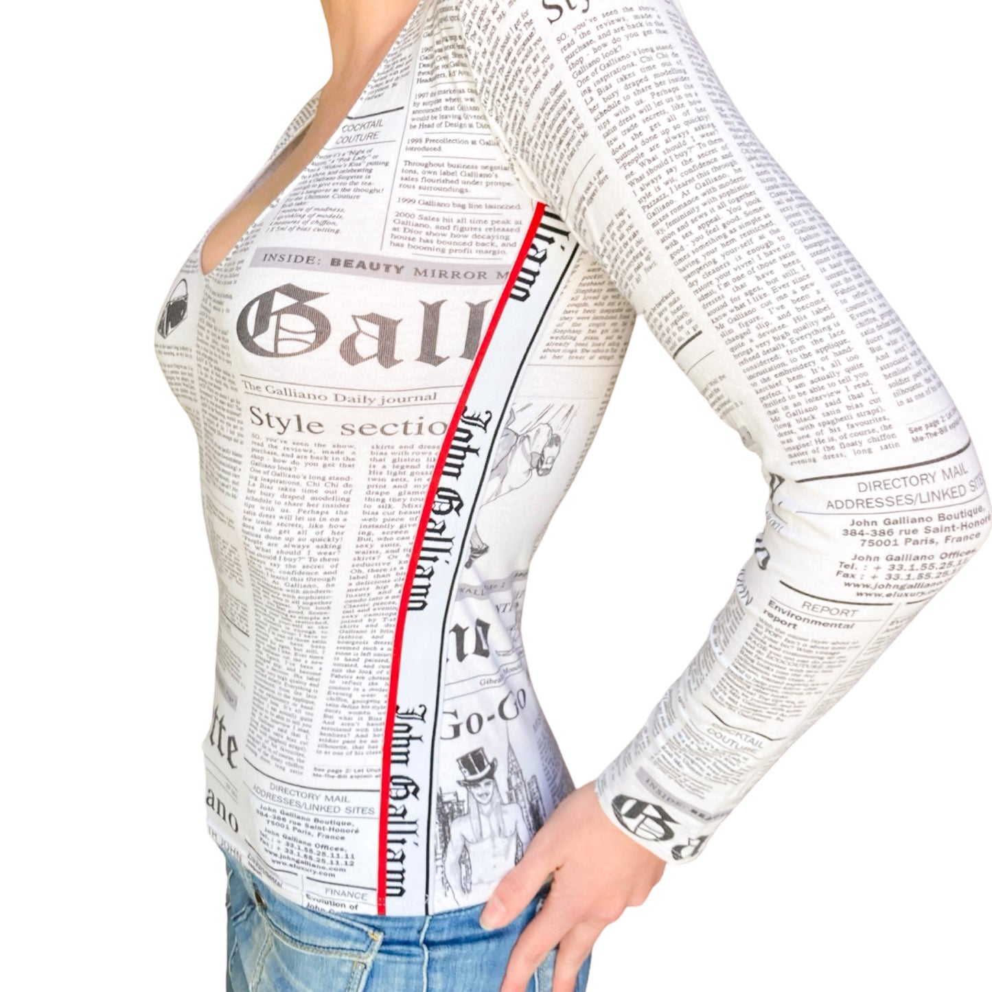 Galliano 2000's Gazette Print Top