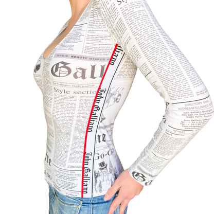 Galliano 2000's Gazette Print Top