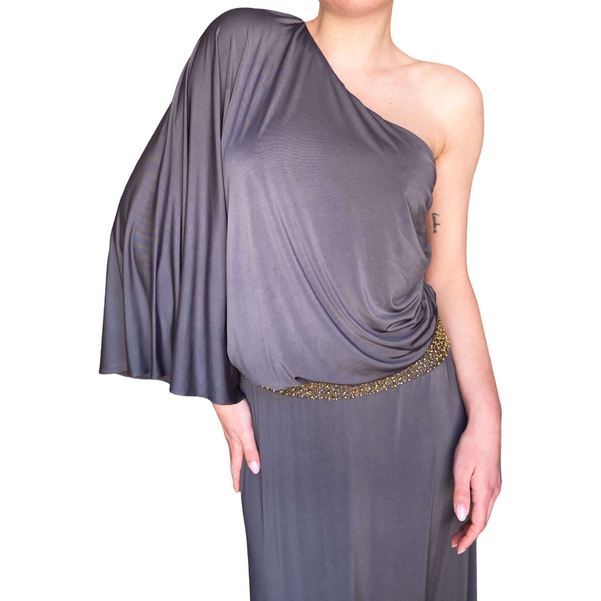 grey toga dress Toga dress grey georgette