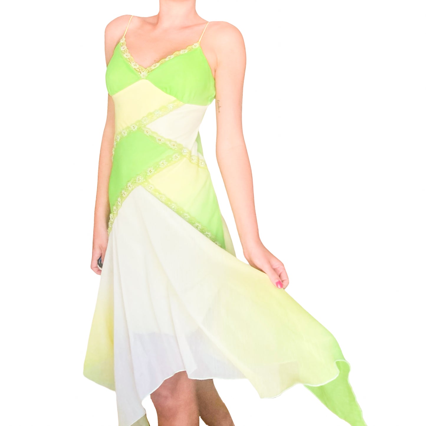 Spanish designer 90's silk green fairy dress