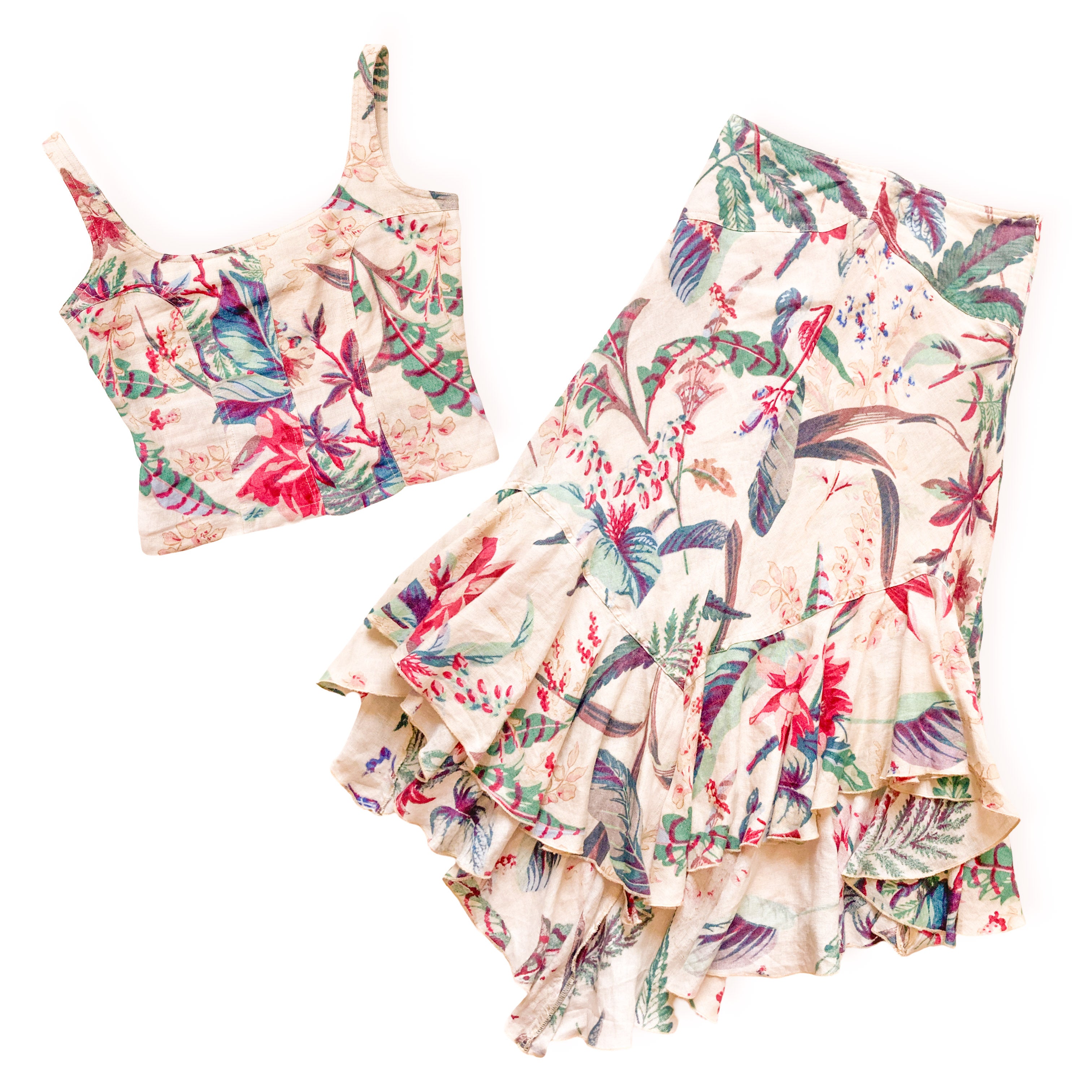 Kenzo 1990 s Rare Linen Floral Set InLouve