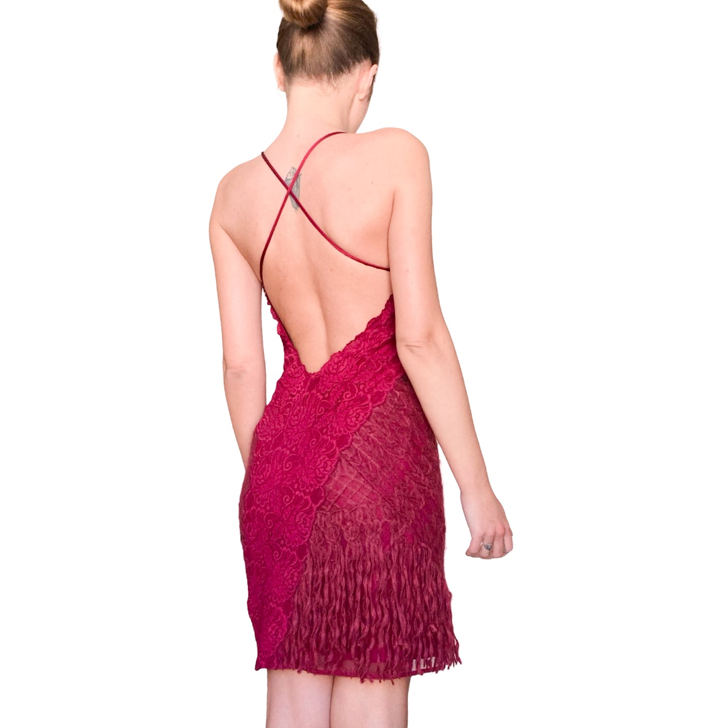La Perla 1990s bare back burgundy dress