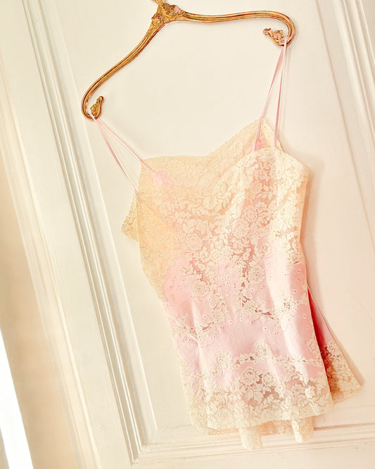 Rare 1940's handmade silk & lace camisole