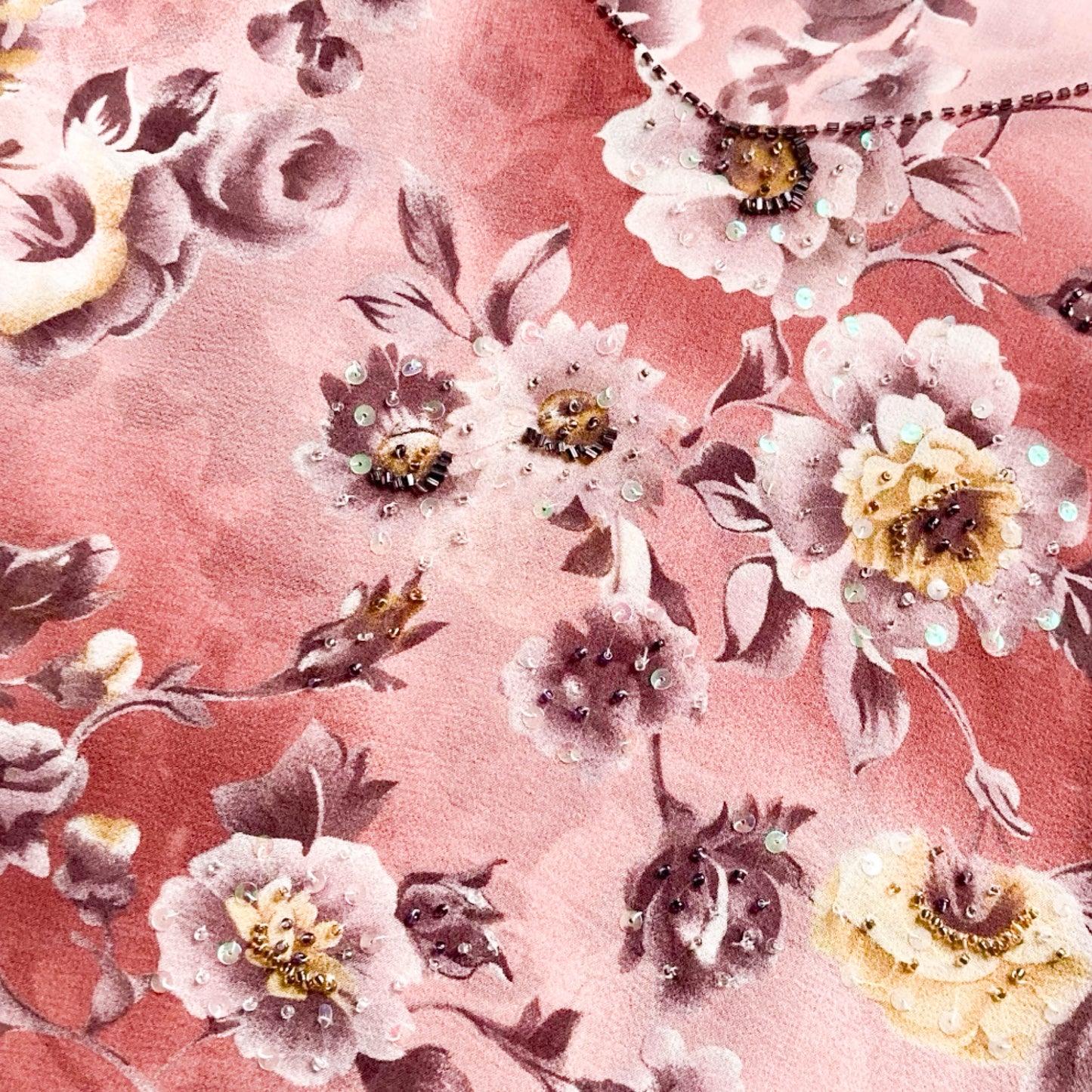 Italian Designer 2000's sepia floral beaded set