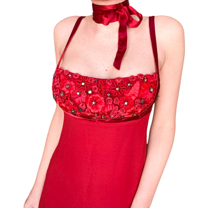 Max Mara 90's silk embroidered dress