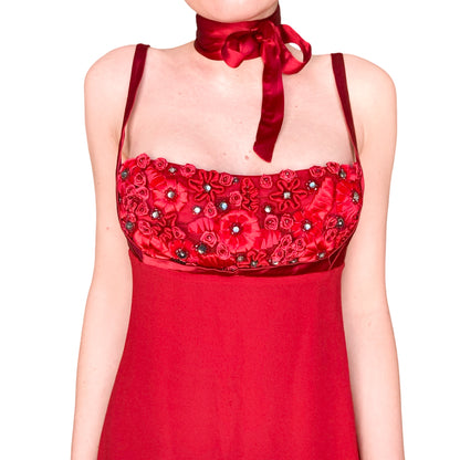 Max Mara 90's silk embroidered dress