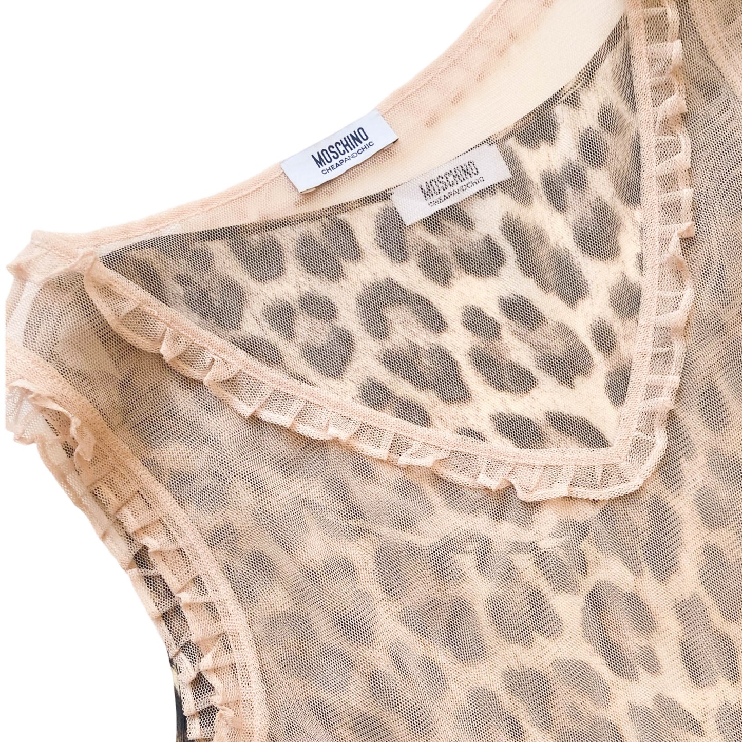 Moschino S/S 2000 Leopard Embroidered Mesh Dress - Campaign