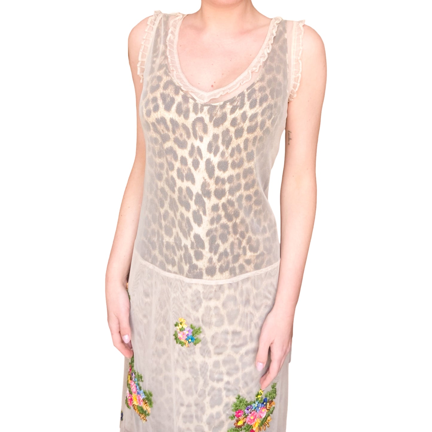 Moschino S/S 2000 Leopard Embroidered Mesh Dress - Campaign