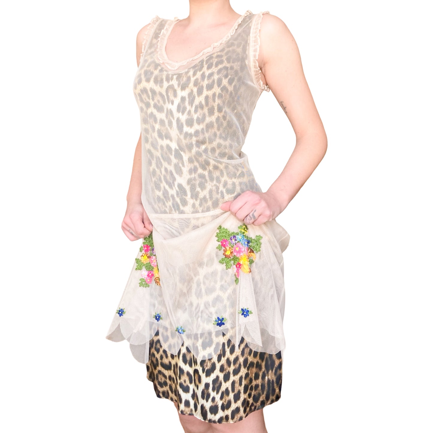 Moschino S/S 2000 Leopard Embroidered Mesh Dress - Campaign