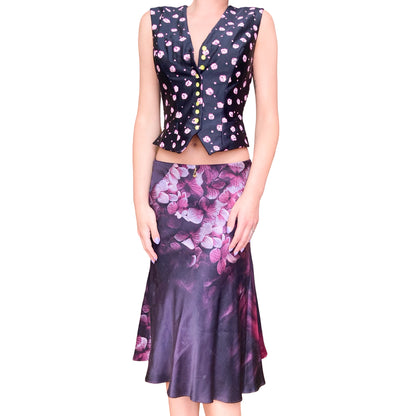 Roberto Cavalli F/W 2000 floral print silk skirt