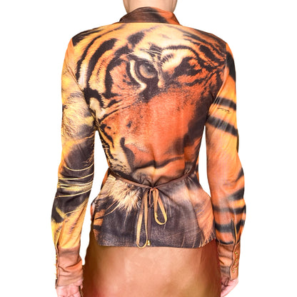 Roberto Cavalli F/W 2000 Iconic Tiger Silk Shirt