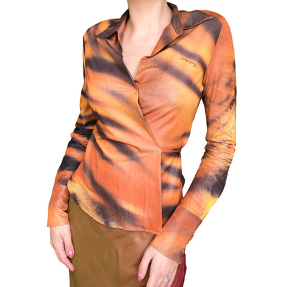 Roberto Cavalli F/W 2000 Iconic Tiger Silk Shirt