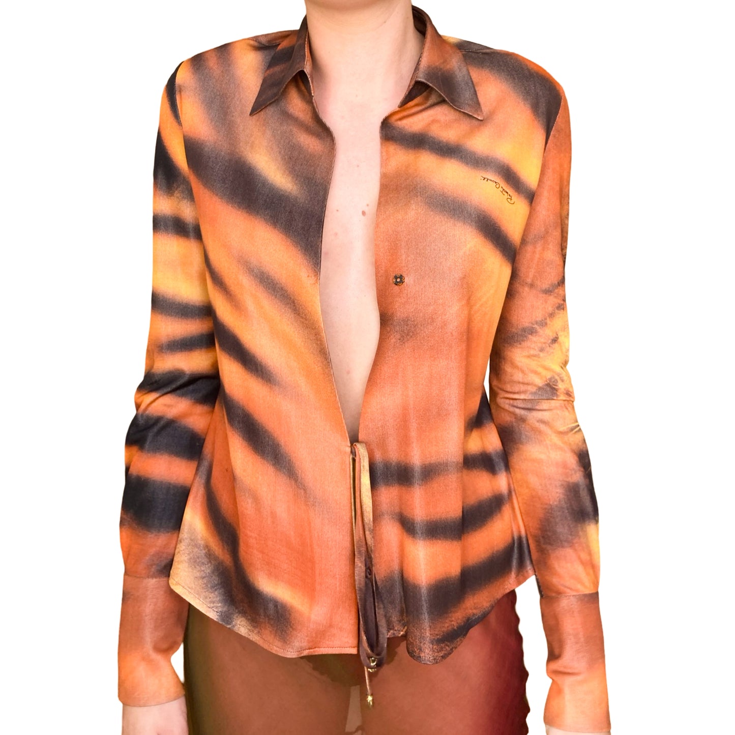 Roberto Cavalli F/W 2000 Iconic Tiger Silk Shirt