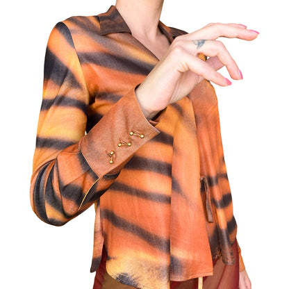 Roberto Cavalli F/W 2000 Iconic Tiger Silk Shirt
