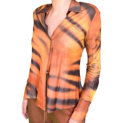 Roberto Cavalli F/W 2000 Iconic Tiger Silk Shirt