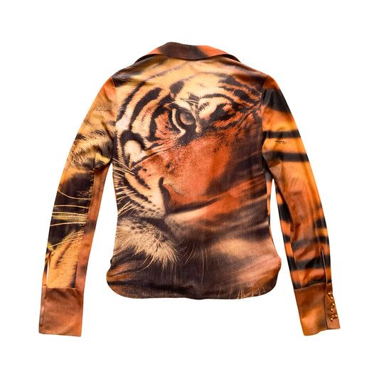 Roberto Cavalli F/W 2000 Iconic Tiger Silk Shirt