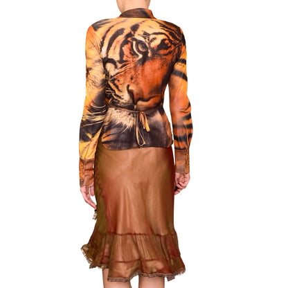 Roberto Cavalli F/W 2000 Iconic Tiger Silk Shirt