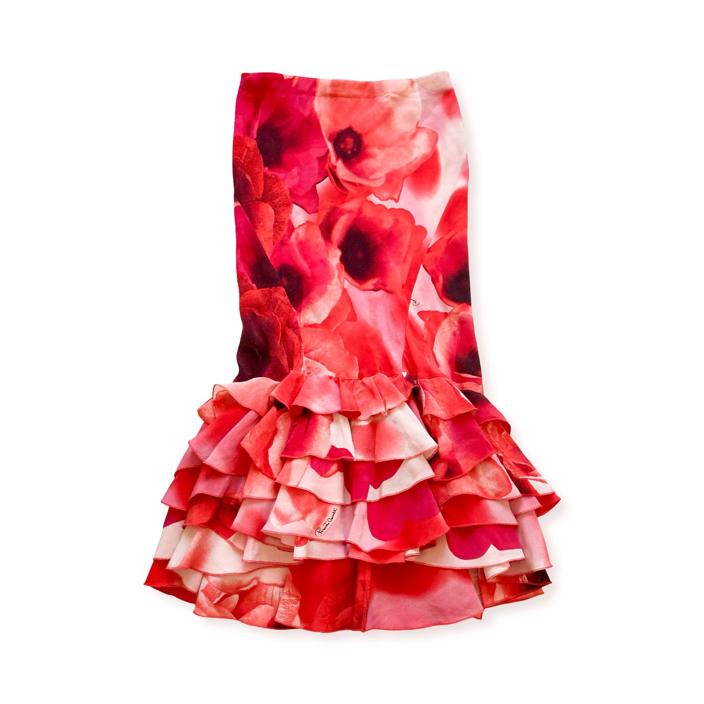 Roberto Cavalli 2002 Poppies silk Skirt -  runway