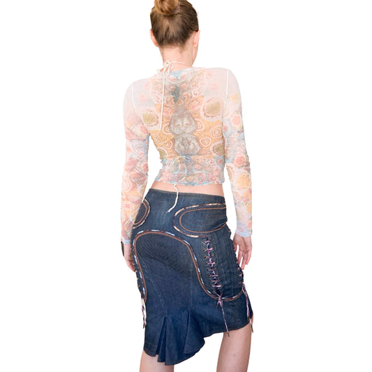 Roberto (Just) Cavalli Lacing denim skirt
