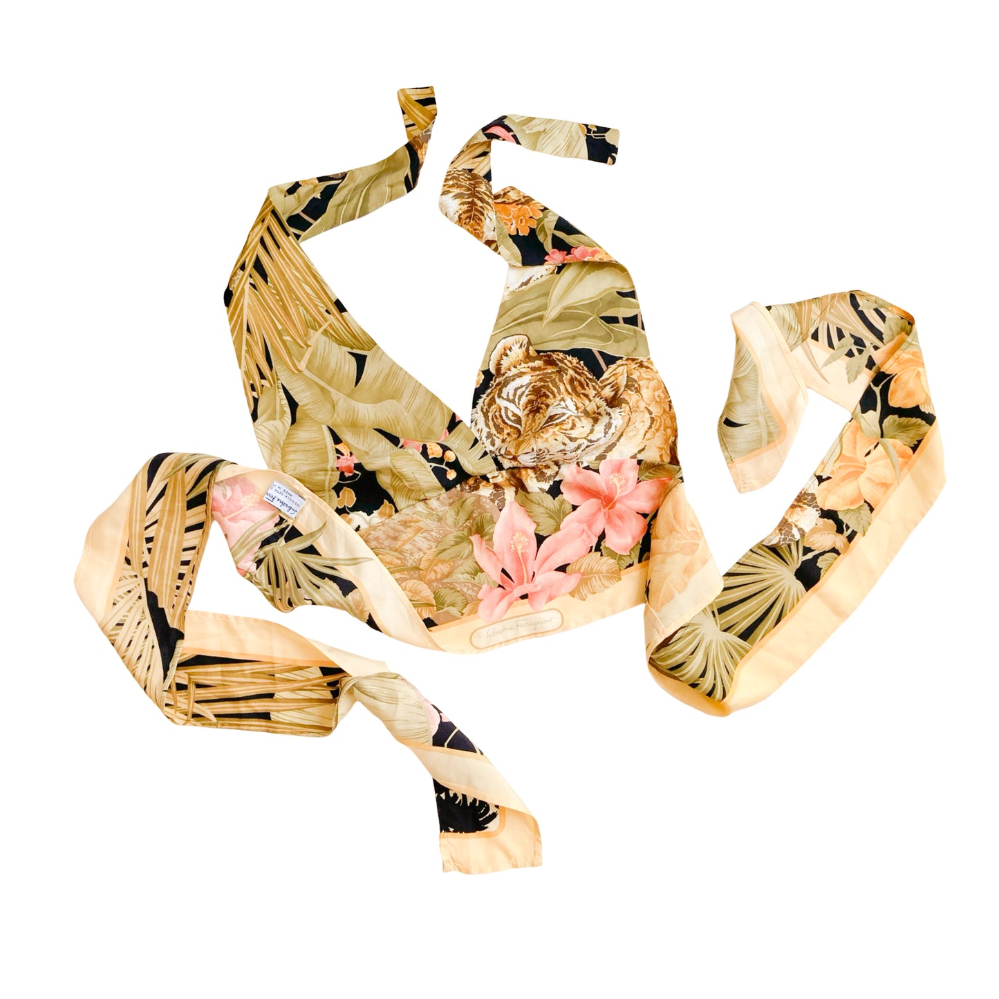 Salvatore Ferragamo "Jungle" silk wrapped vintage top