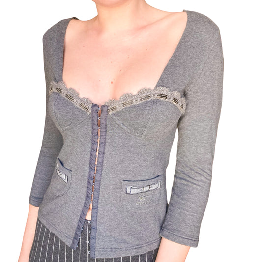 Italian Designer 2000's Long-Sleeve Bustier Top