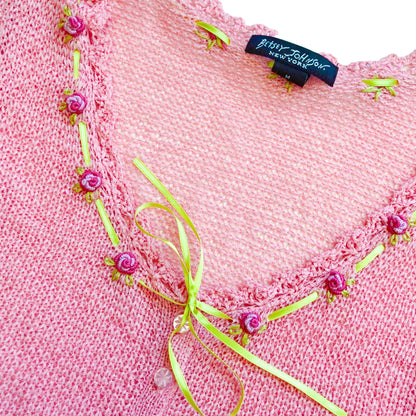 Betsey Johnson S/S 2001 silk dress & matching knit cardi ( set )