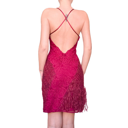 La Perla 1990s bare back burgundy dress