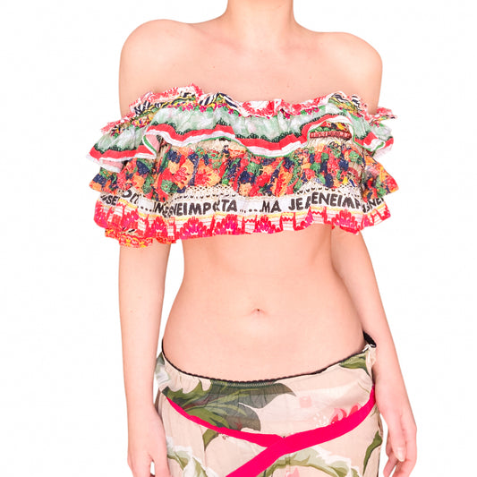 Moschino 90's tropical ruffled crop top