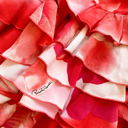 Roberto Cavalli 2002 Poppies silk Skirt -  runway