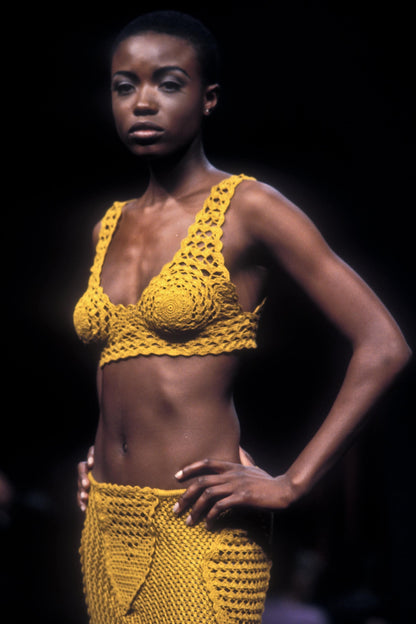 Martine Sitbon 1992 Sculpted Rose Crochet RARE Top - runway