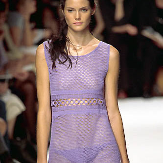 Alberta Ferretti S/S 2000 olive crochet set