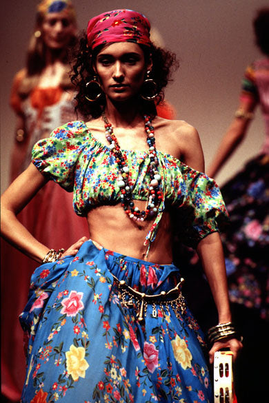 Moschino 90's tropical ruffled crop top